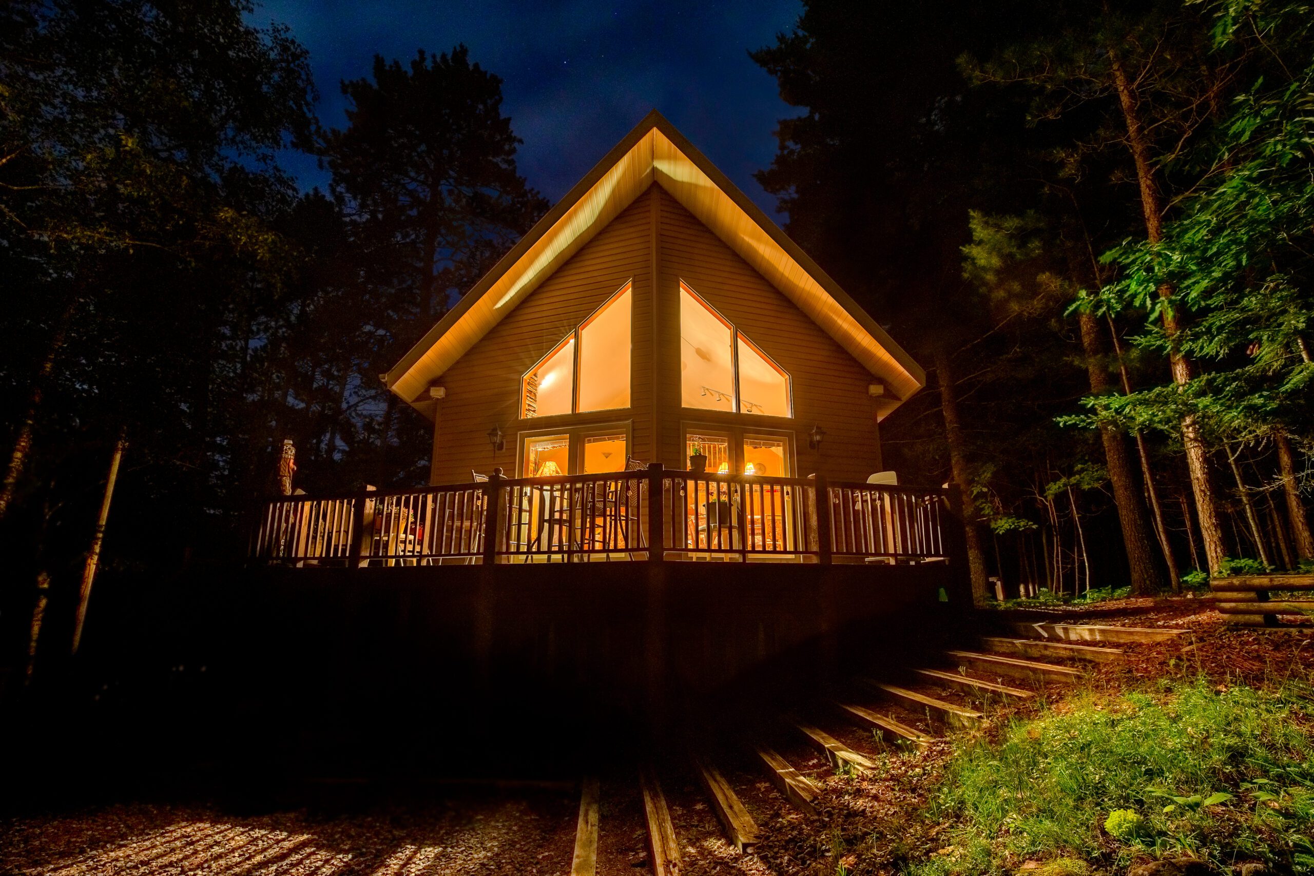 Vacation Home in Woods at Night It was the perfect place for our family vacation. And our time together was perfect too!